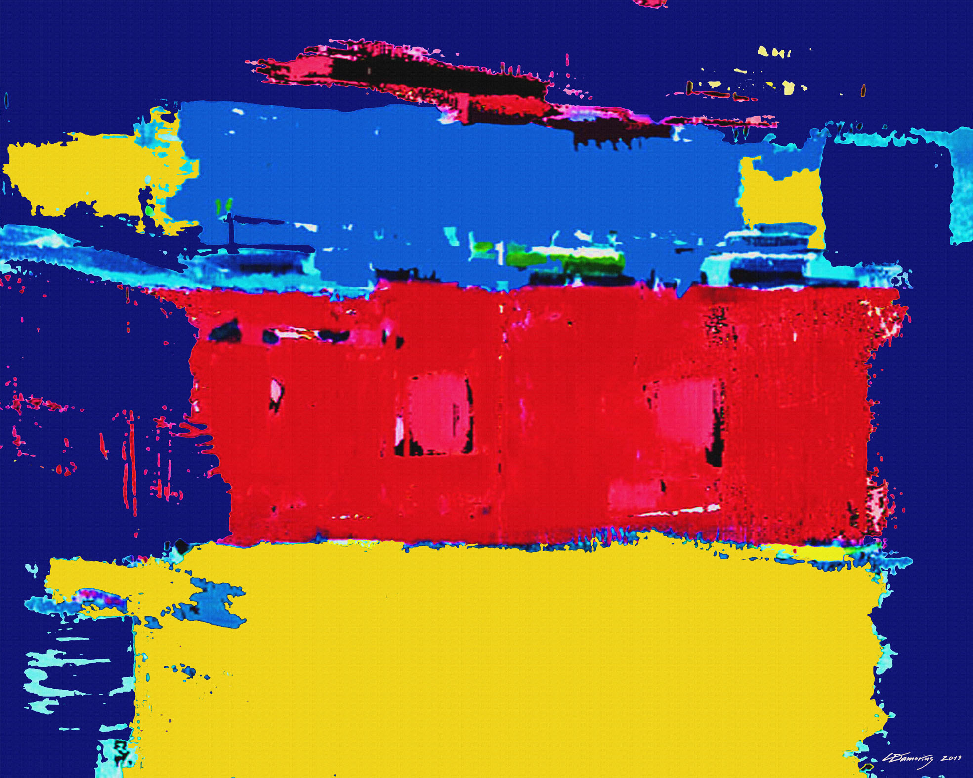blau,rot,gelb,farbkräftig,abstrakt,christian damerius,malerei