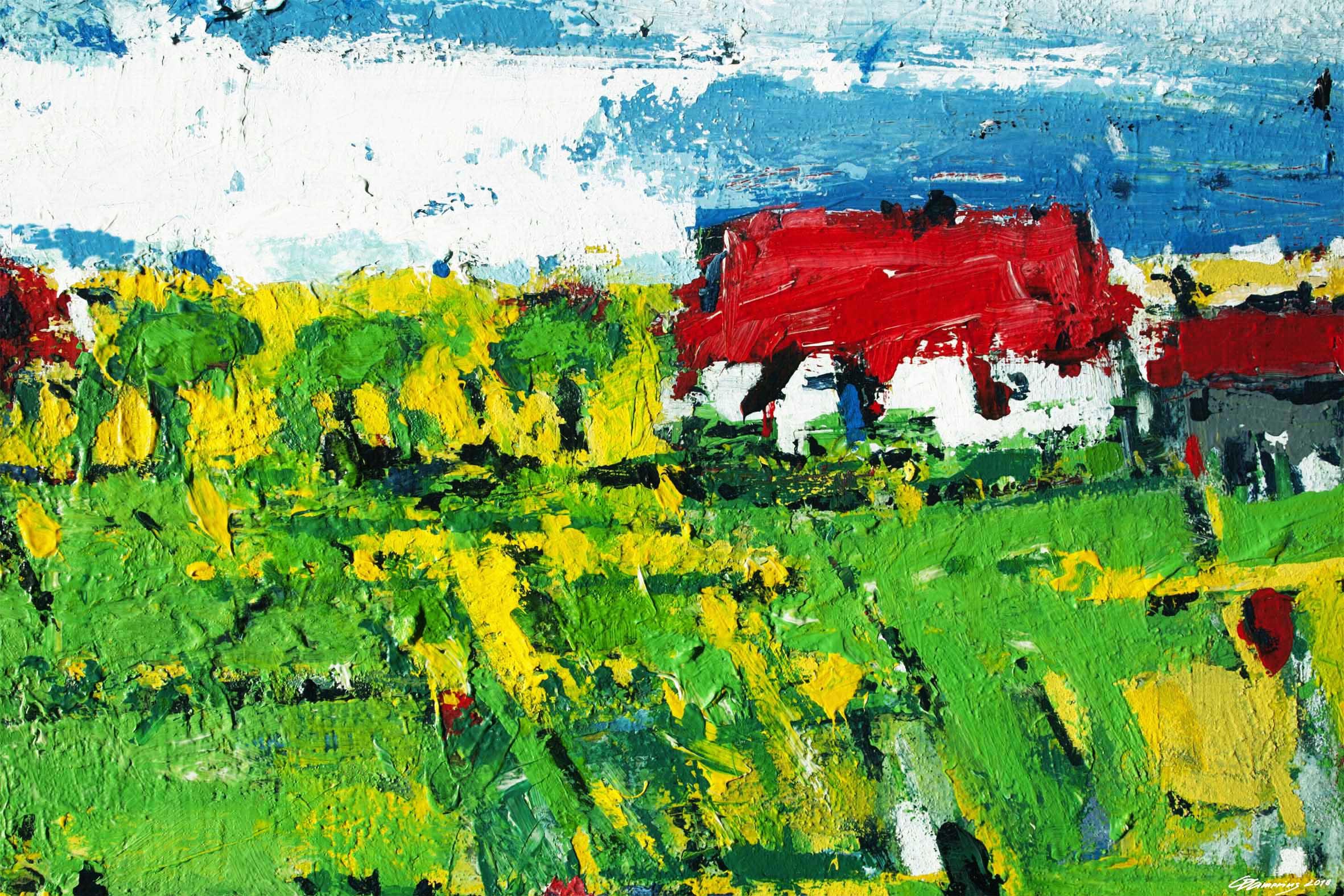 kunstdrucke,landschaft mit gelben feldern,